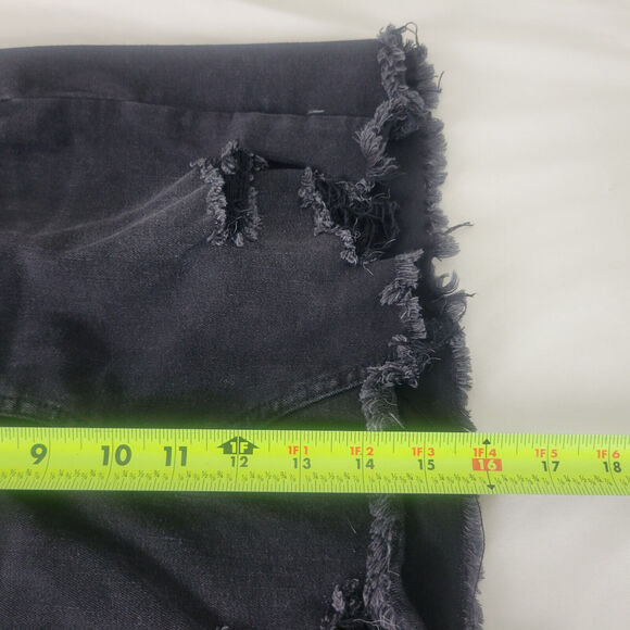 American Eagle Denim Mini‎ Skirt Womens 00 Charcoal Destroyed Raw Hem Distressed - Picture 6 of 15